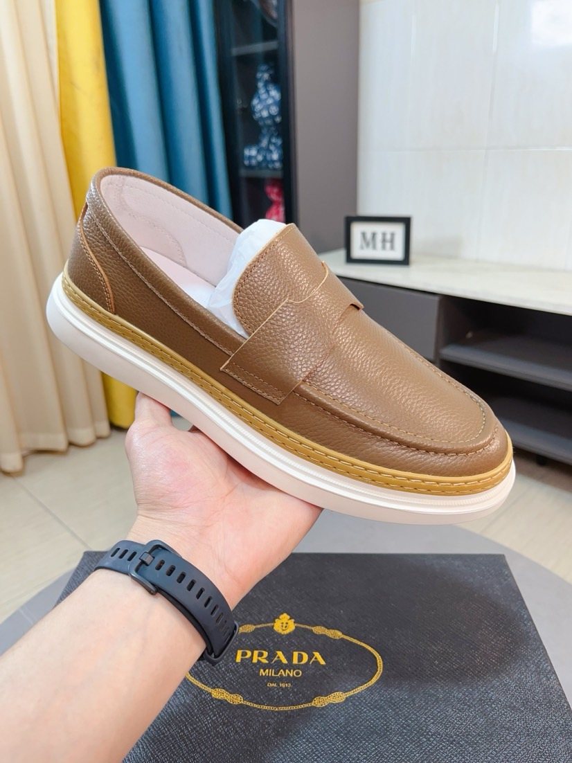 Prada Textured Slip-On Shoes — model