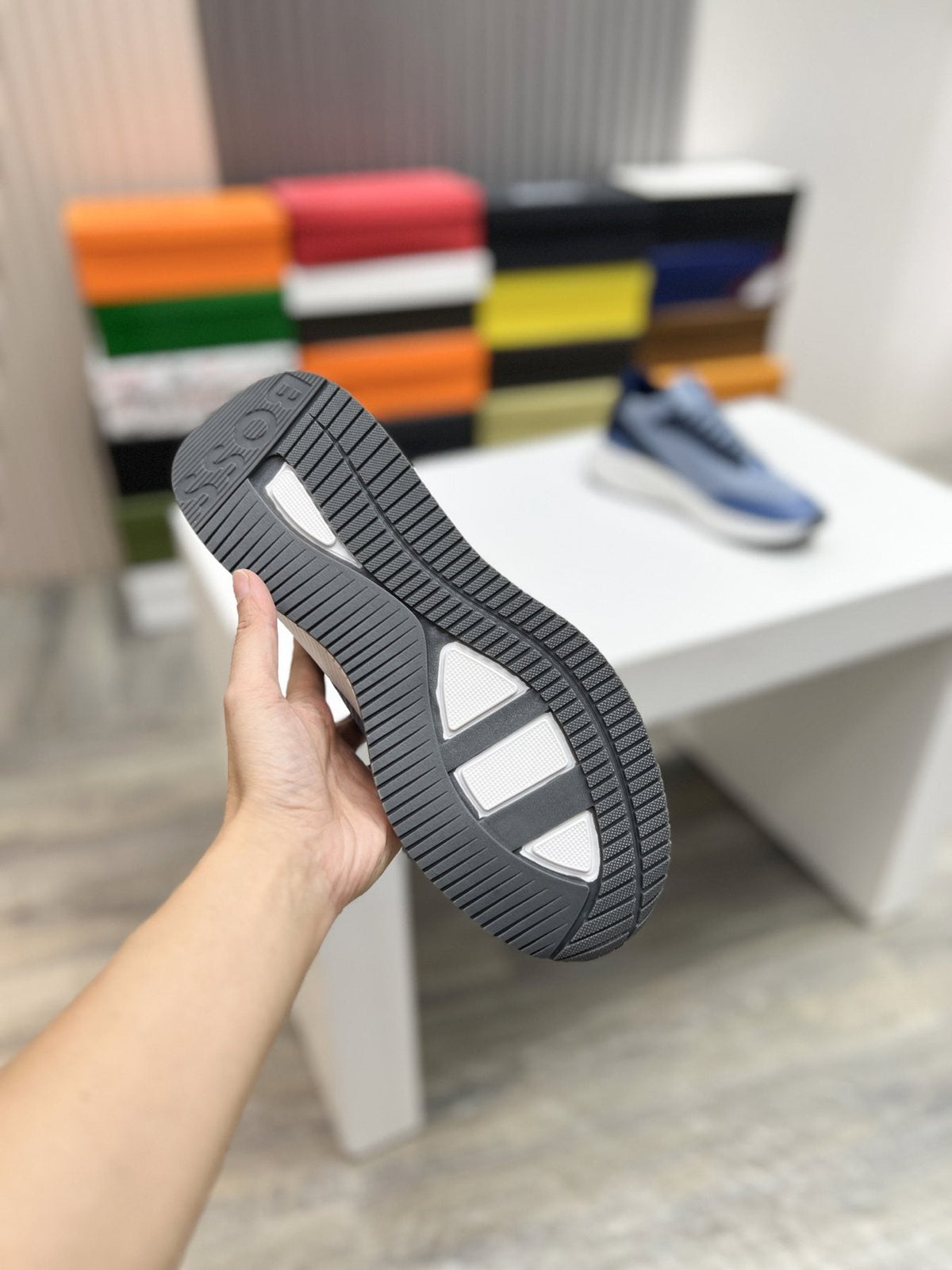 BOSS Knit Ribbed-Sole Sneakers — side