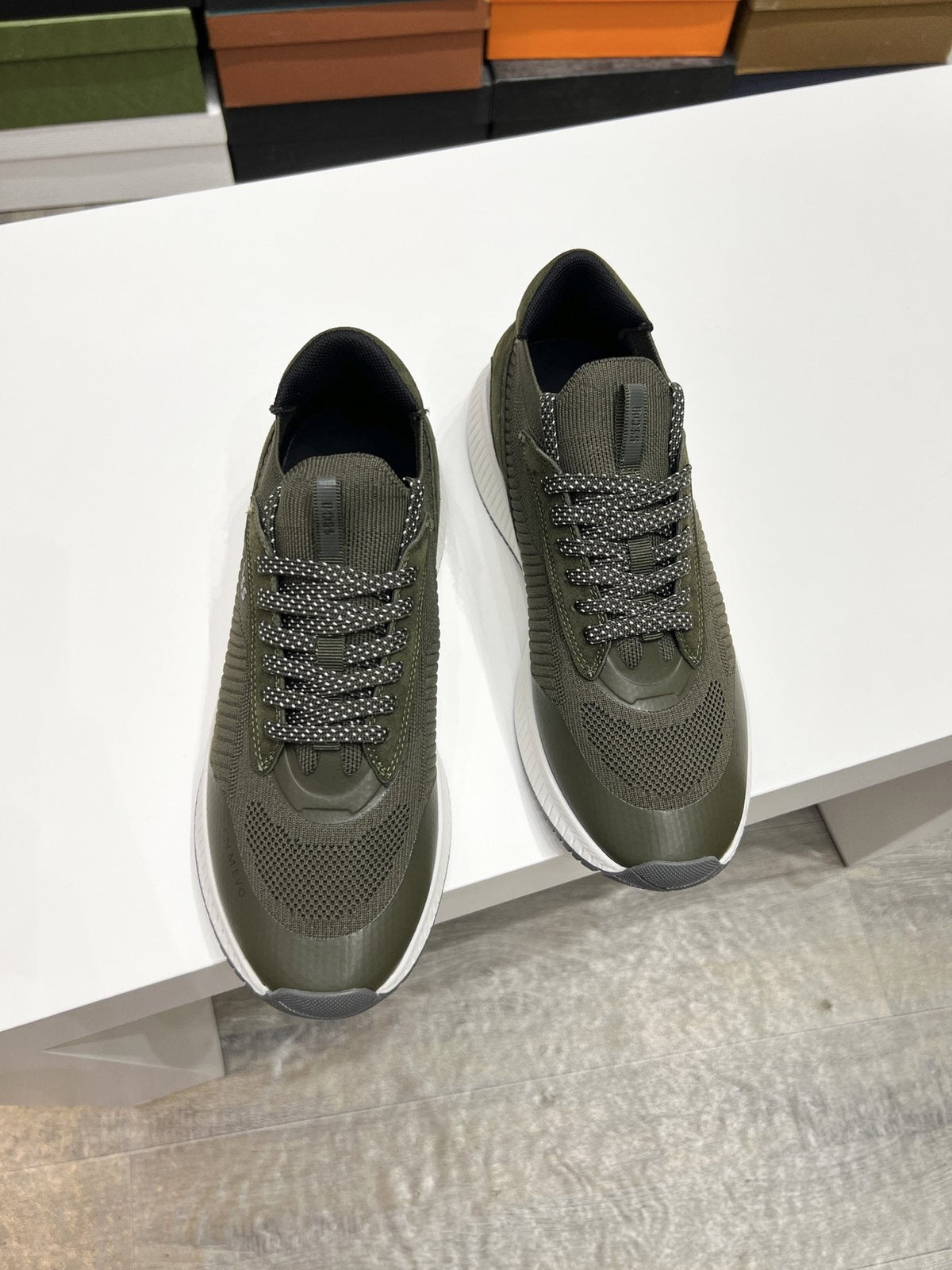 BOSS Knit Ribbed-Sole Sneakers — front