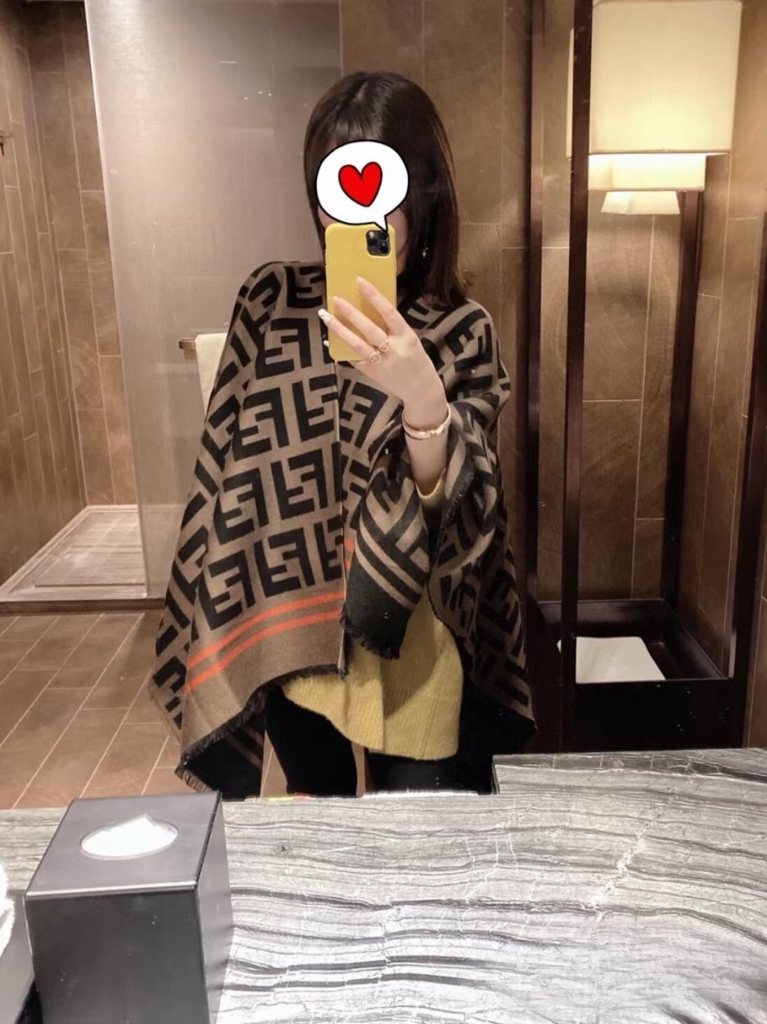 Fendi Fringed Geometric Shawl — model