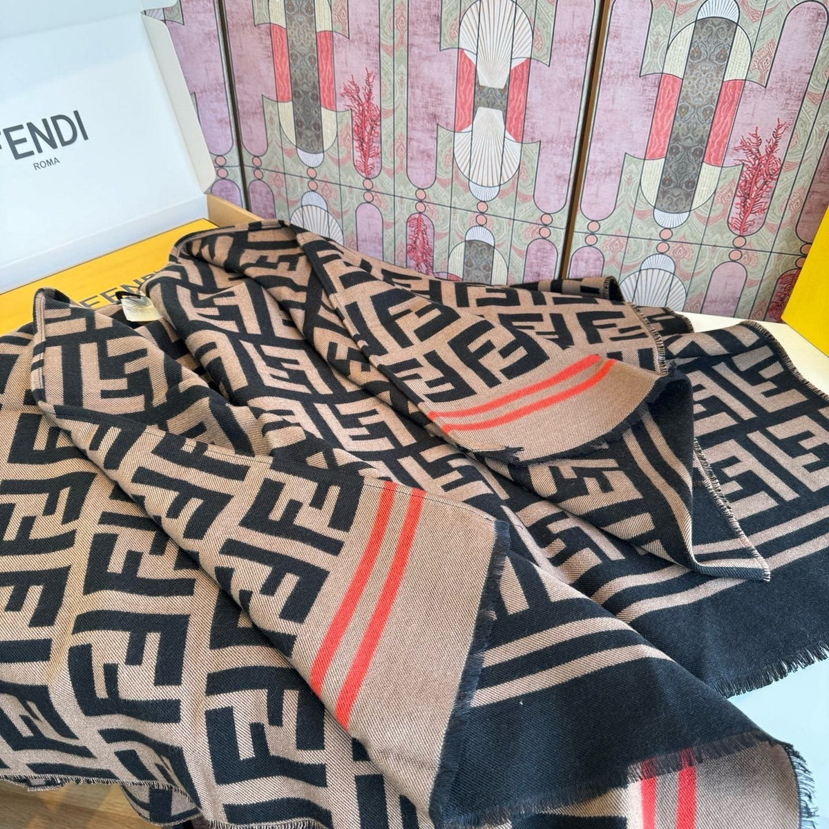 Fendi Geometric Shawl Wrap — detail