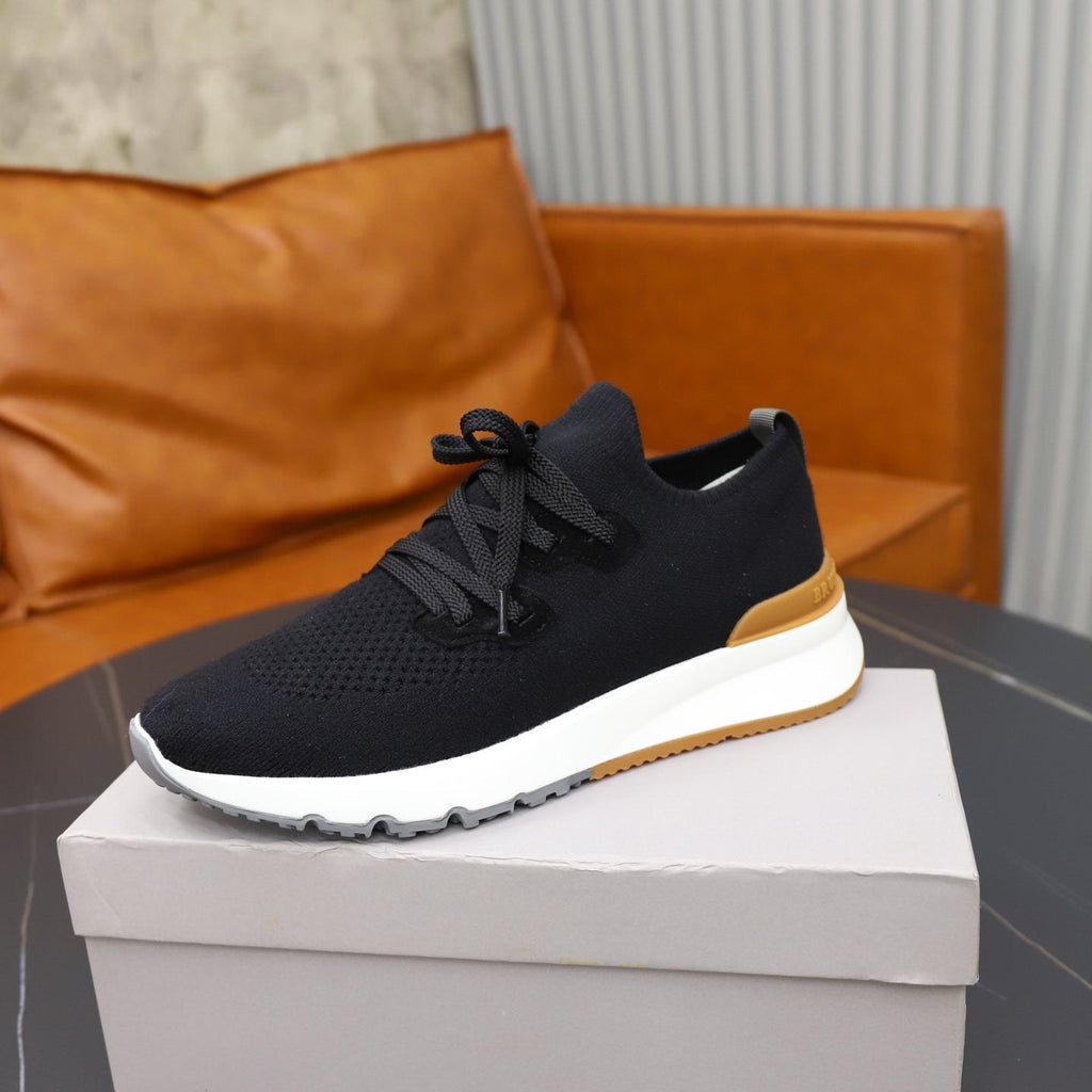 Brunello Cucinelli Dark Gray Knit Sneakers — side
