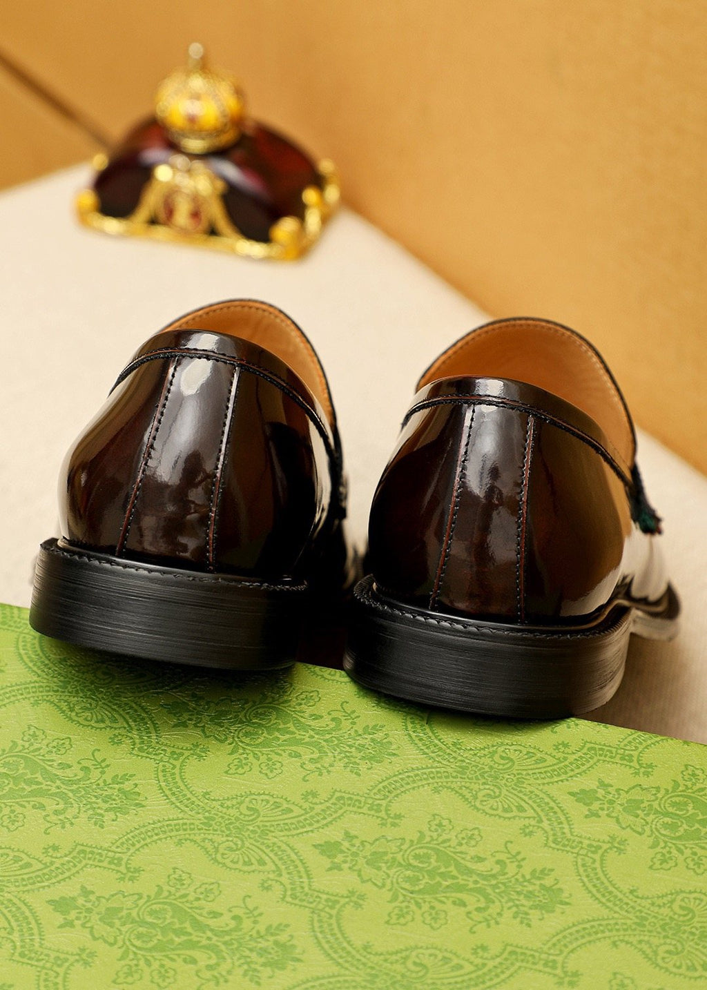 GUCCI Glossy Strap Loafers — back