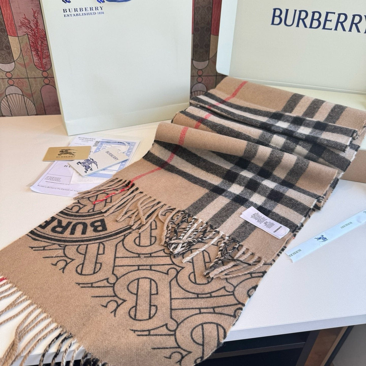 Burberry Reversible Check Fringe Scarf — hero