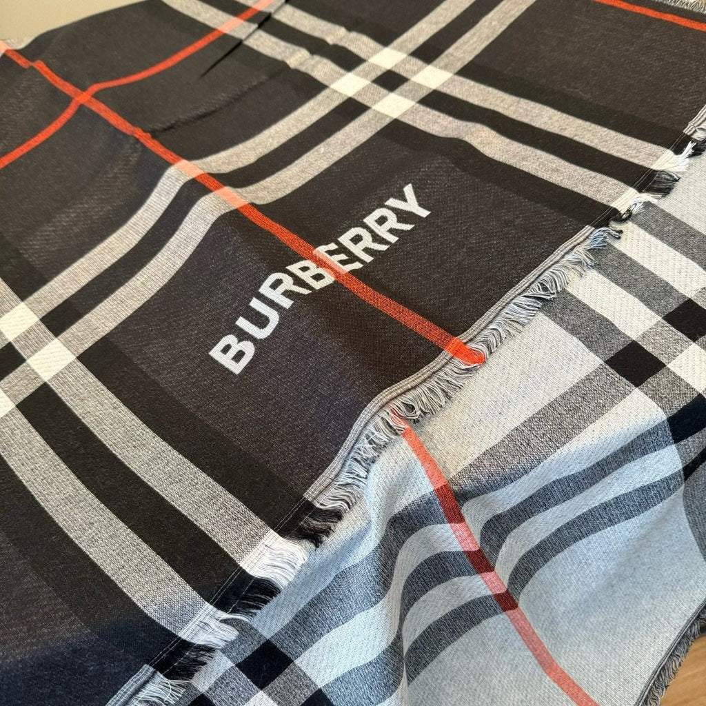 Burberry Plaid Fringe Scarf — detail