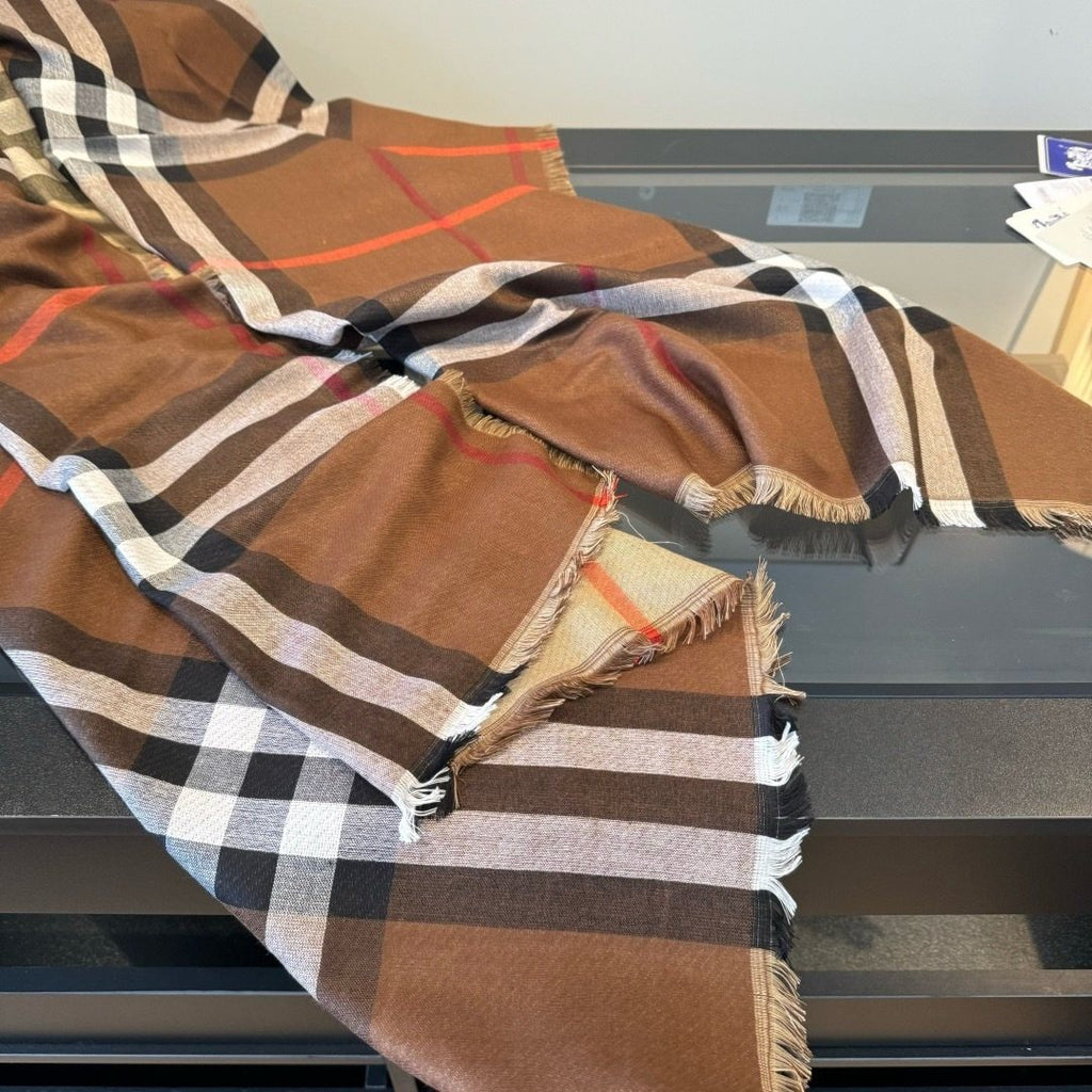 Burberry Plaid Fringe Scarf — detail