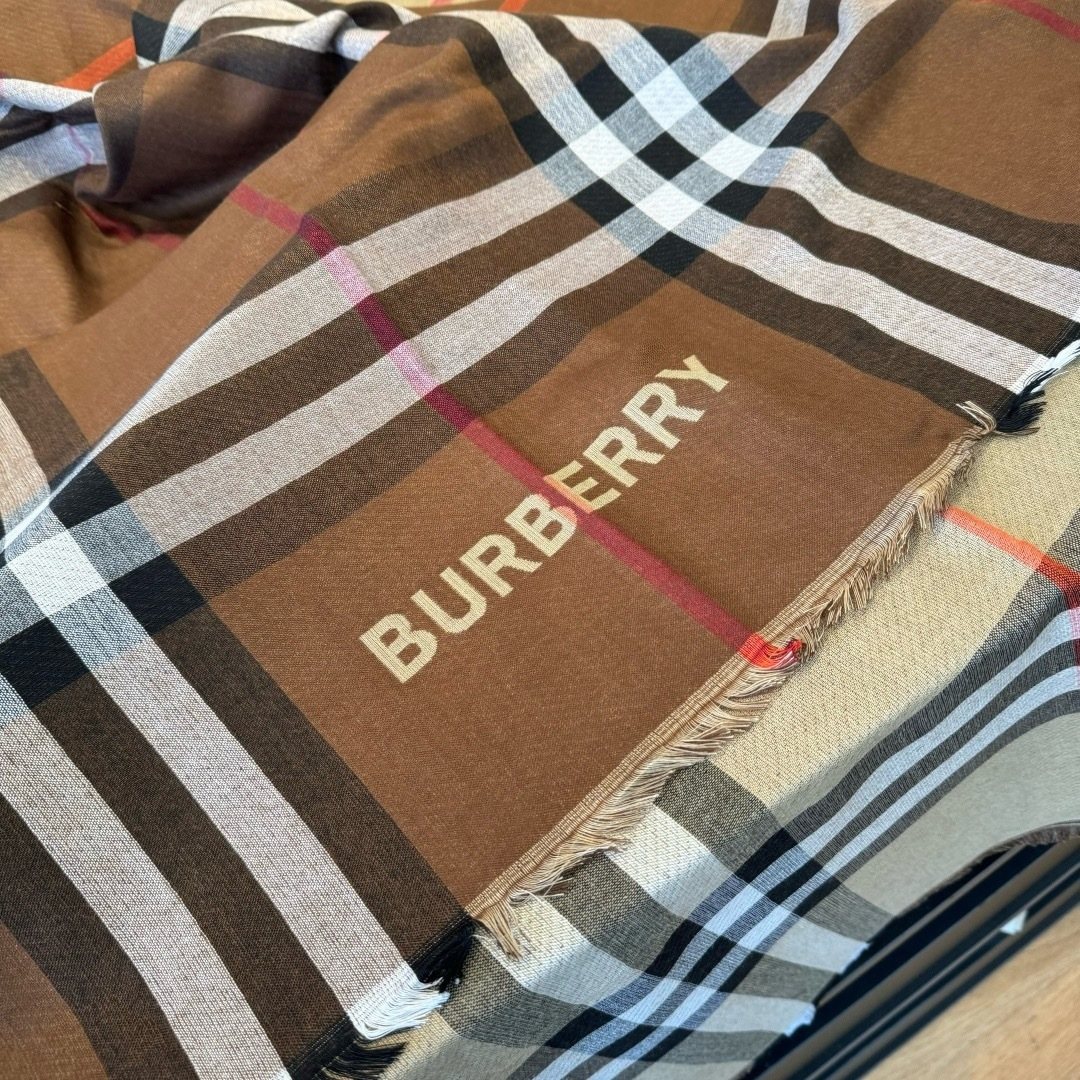 Burberry Plaid Fringe Scarf — detail