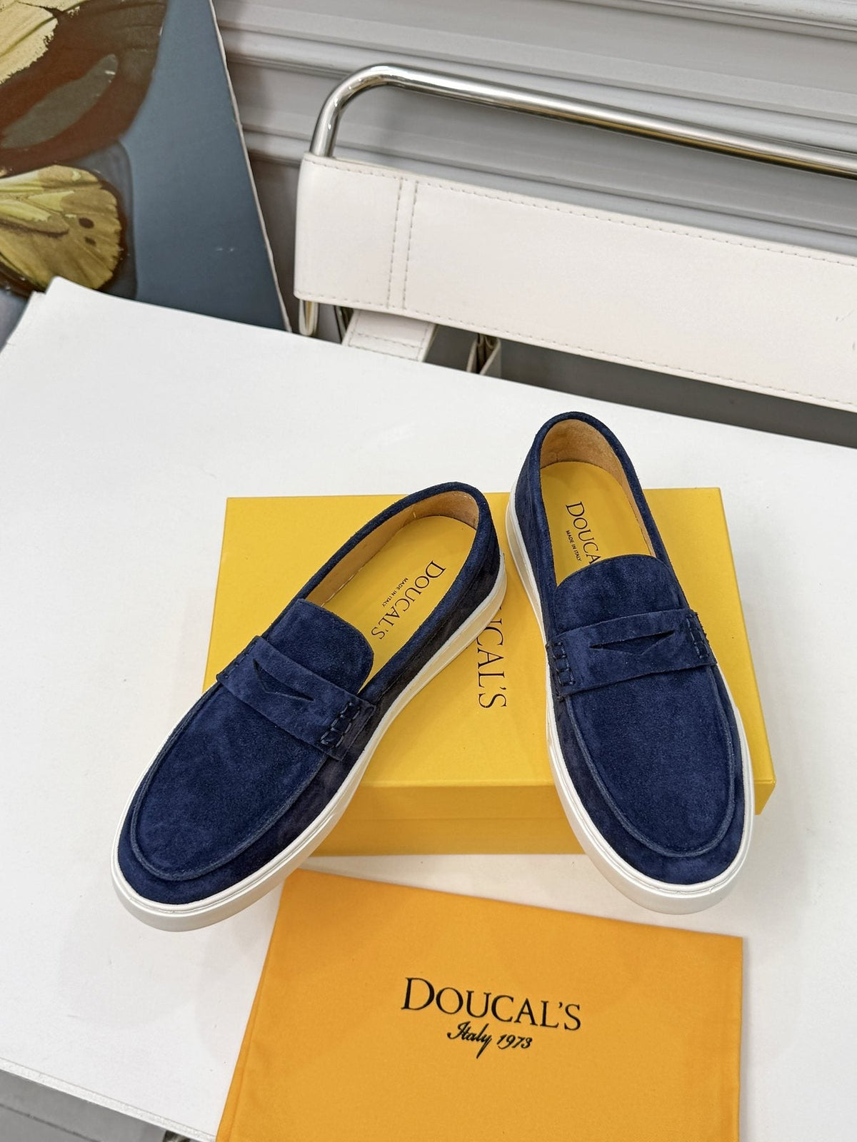 Doucal's Contrast-Sole Slip-On Shoes — front