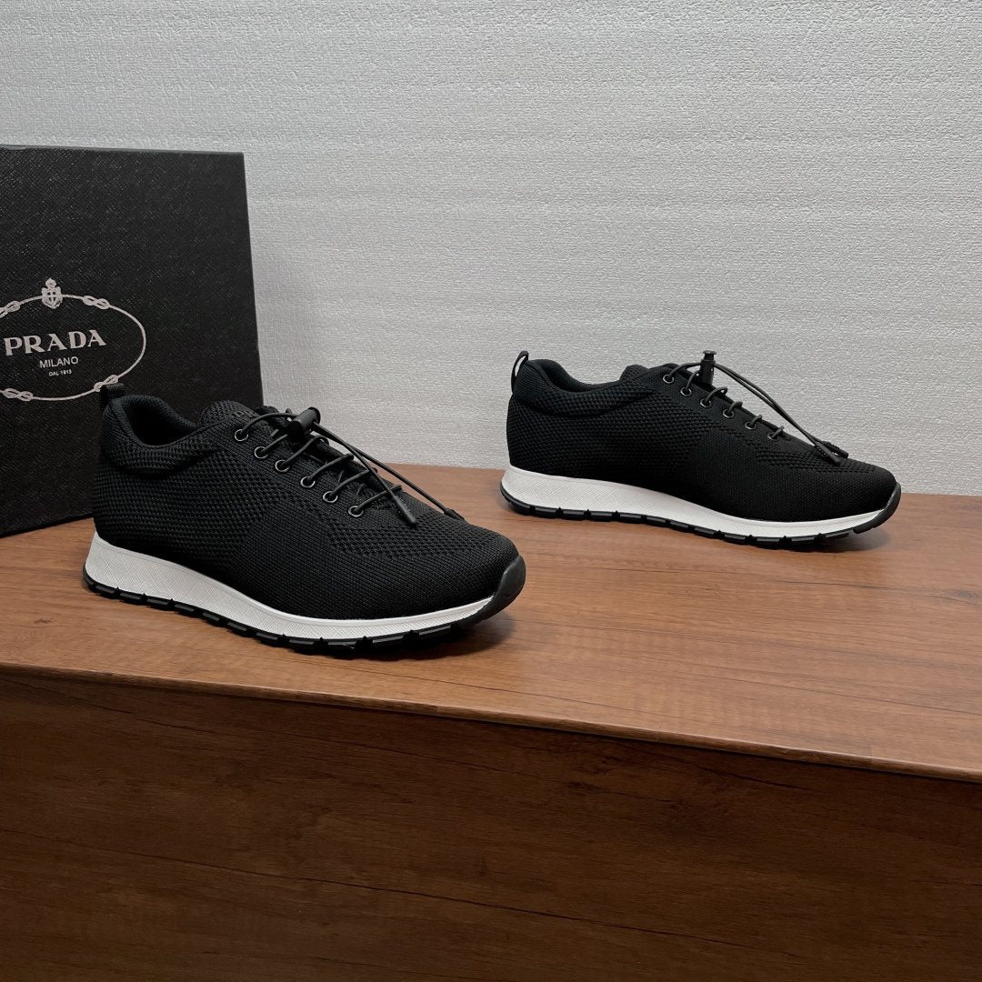Prada Knit Lace-Up Sneakers — side