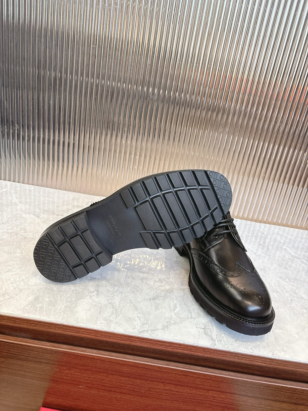 Ferragamo Men's Brogue Derby Shoes — front