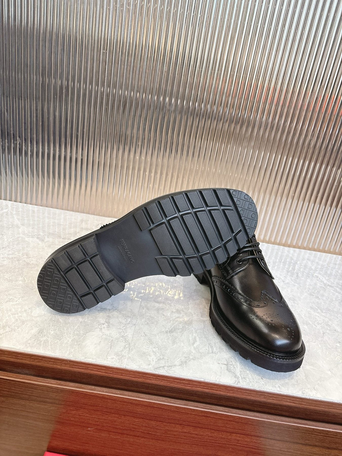 Ferragamo Men's Brogue Derby Shoes — front