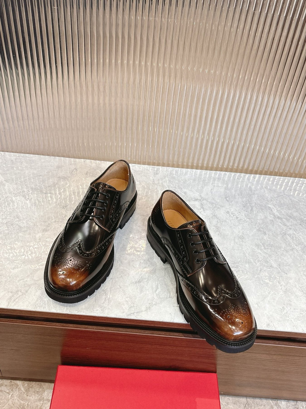 Ferragamo Men's Brogue Derby Shoes — front
