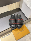 Louis Vuitton Wide Strap Slide Sandals — front