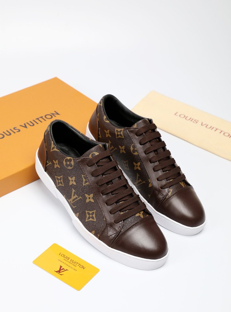 Louis Vuitton Black Monogram Panel Sneakers — front