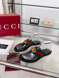 Gucci Green-Red Strap Thong Sandals — hero