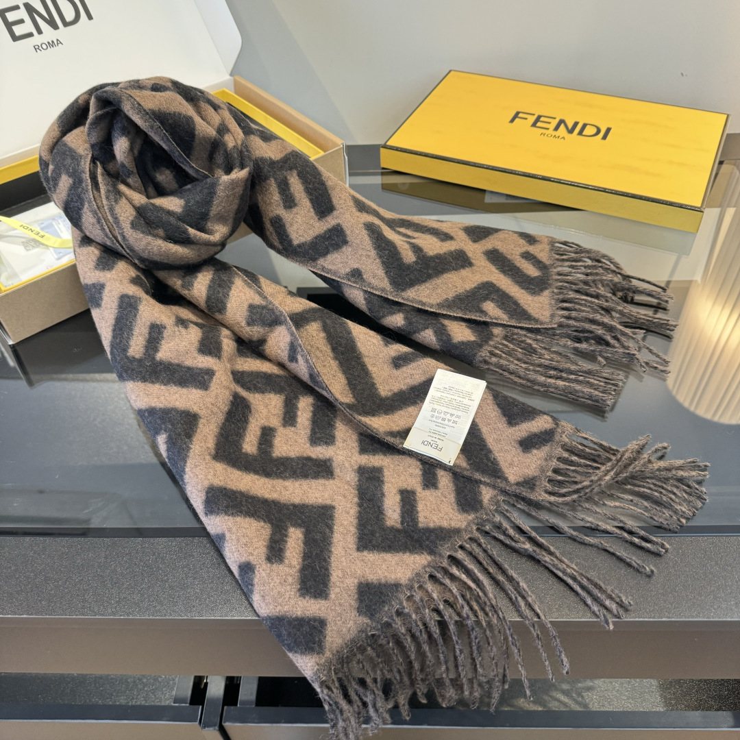 Fendi Geometric Fringed Scarf — front