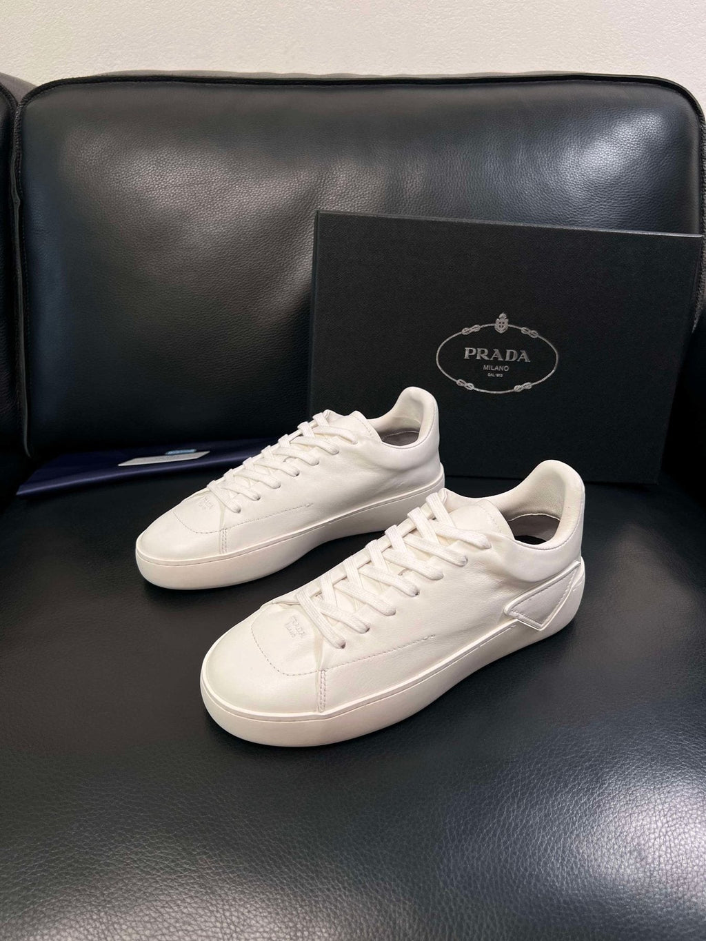 Prada Low-Top Leather Sneakers — side
