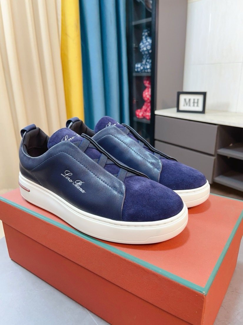 Loro Piana Contrast Stripe Low-Top Sneakers — front