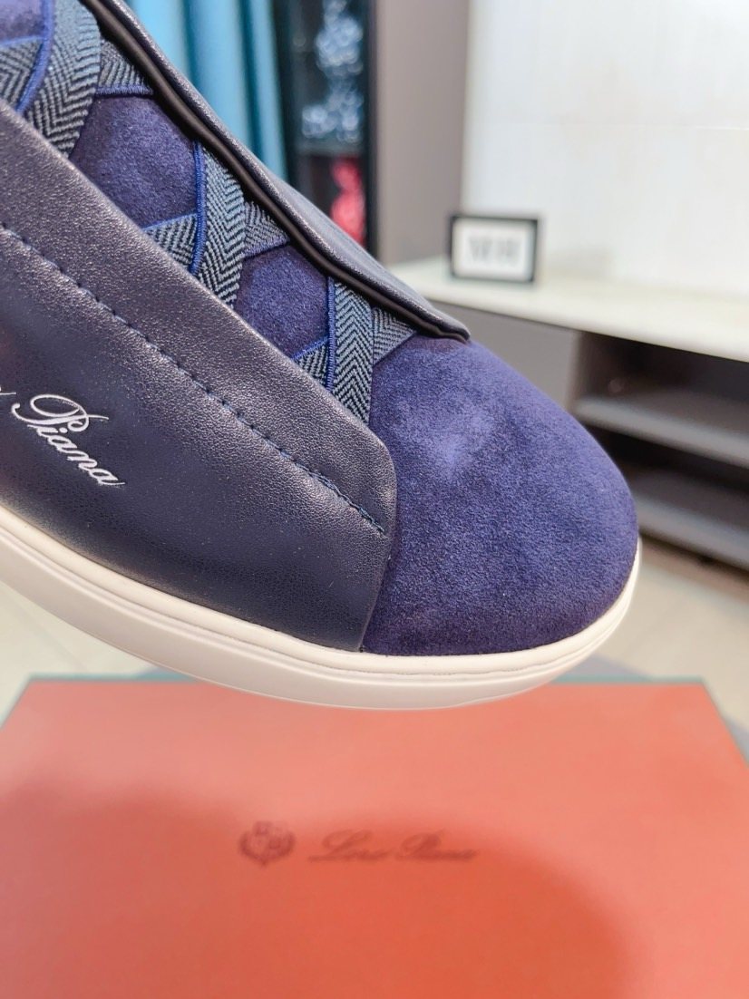 Loro Piana Contrast Stripe Low-Top Sneakers — detail