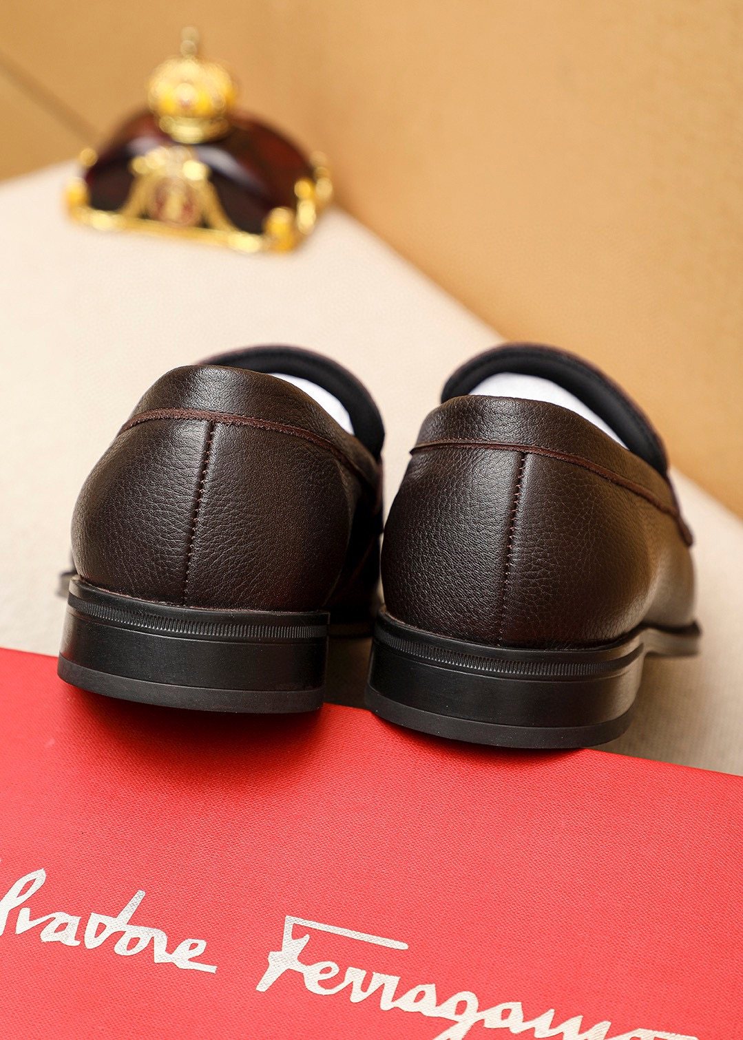 Ferragamo Textured Leather Loafers — back