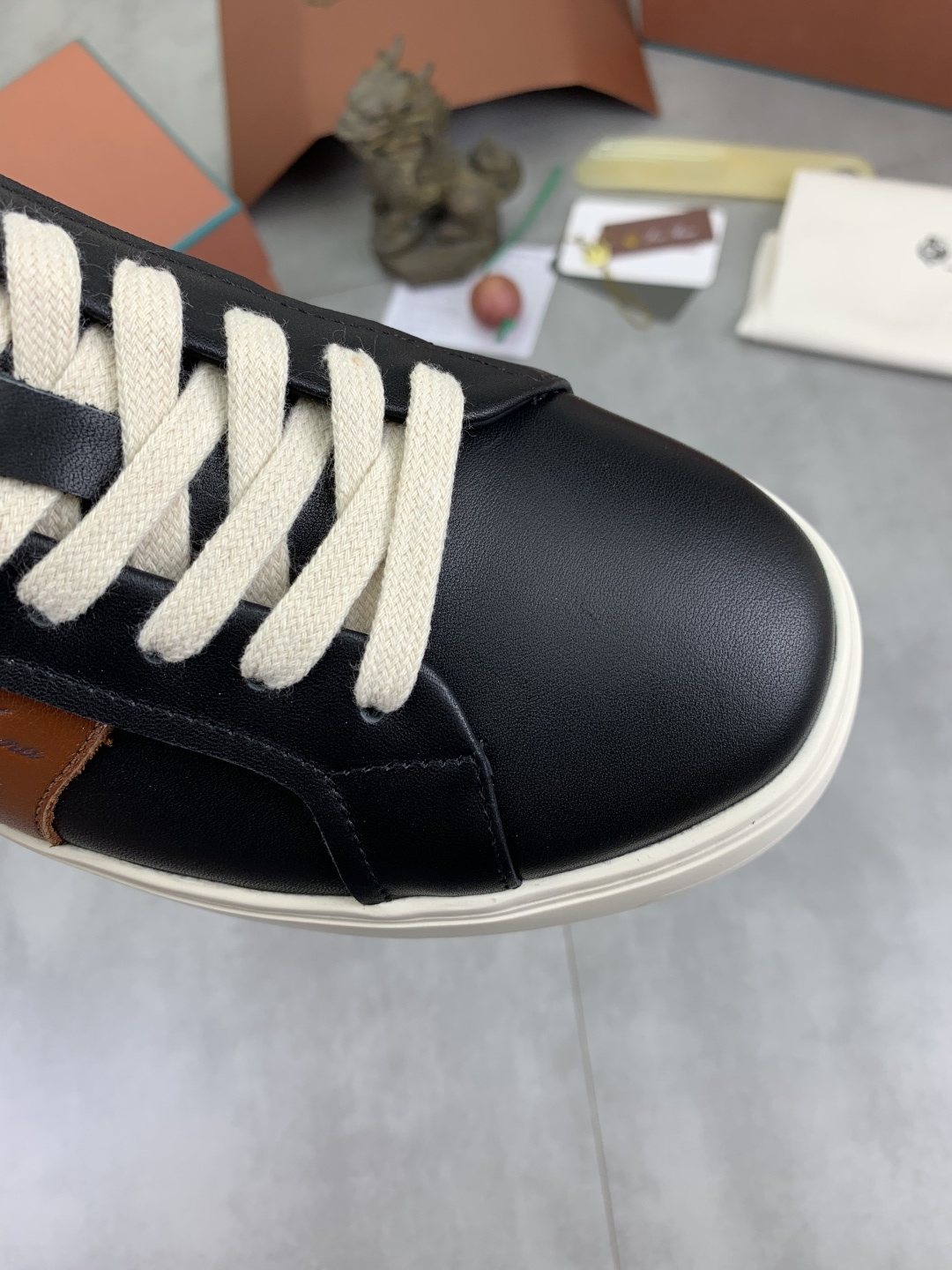 Loro Piana Black and Brown Low-Top Sneakers — detail