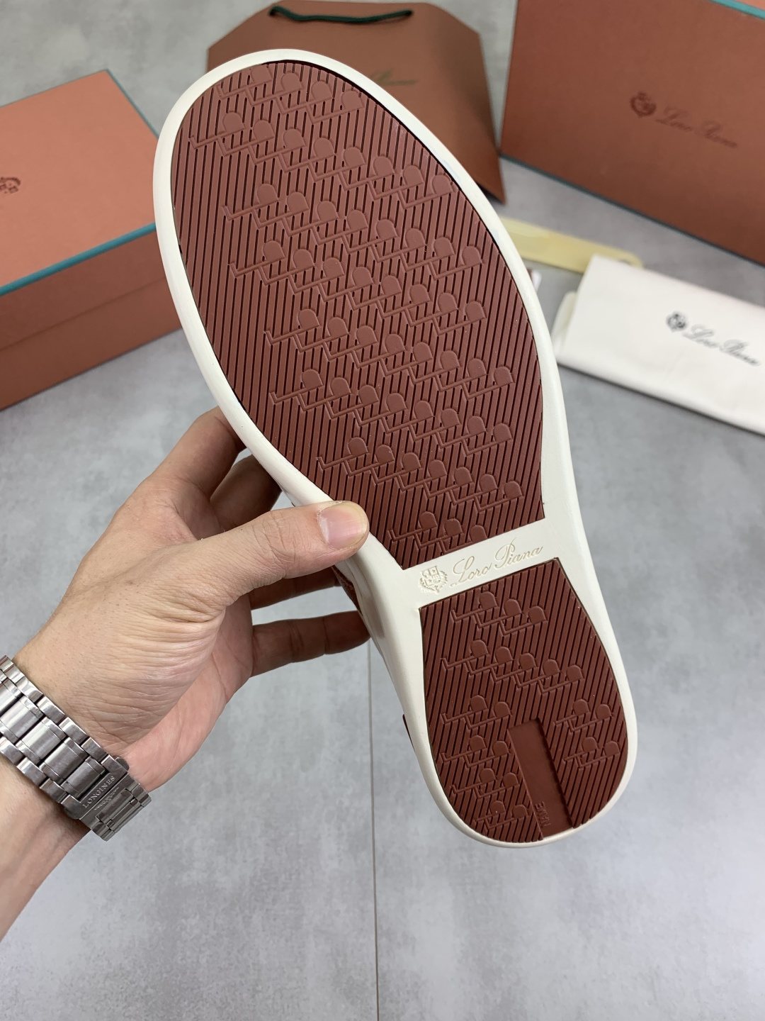 Loro Piana Black and Brown Low-Top Sneakers — detail