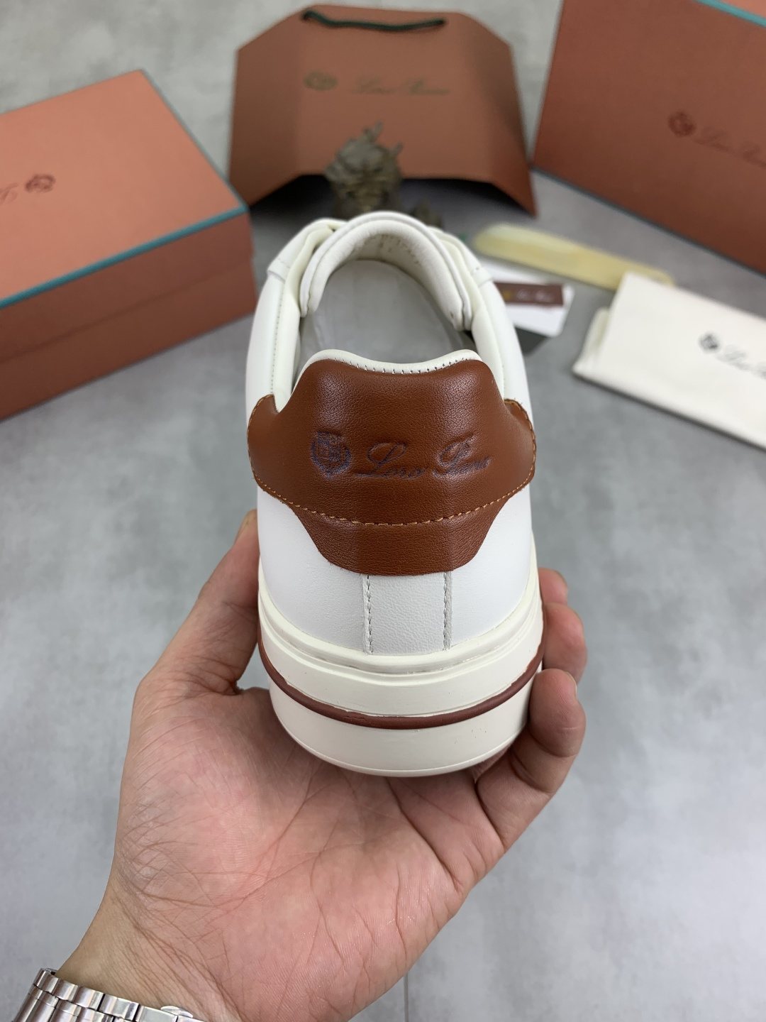 Loro Piana Black and Brown Low-Top Sneakers — back