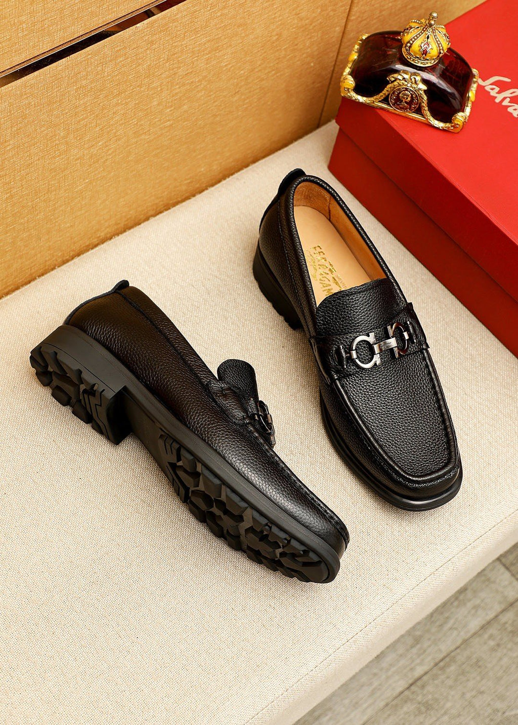 Ferragamo Leather Bit Loafers — front