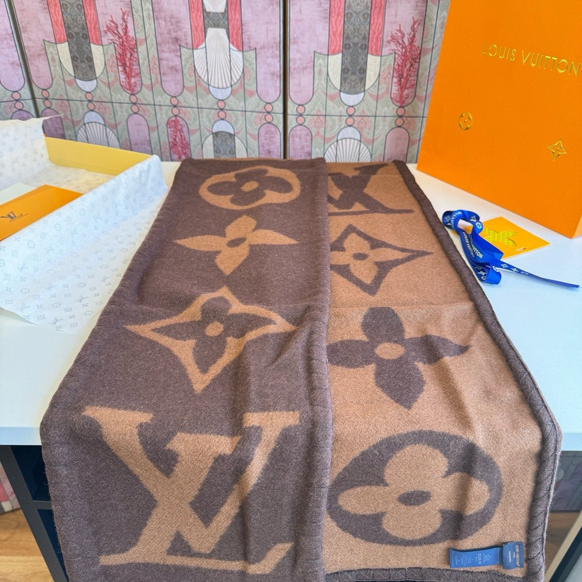 Louis Vuitton Oversized Monogram Fashion Scarf — front