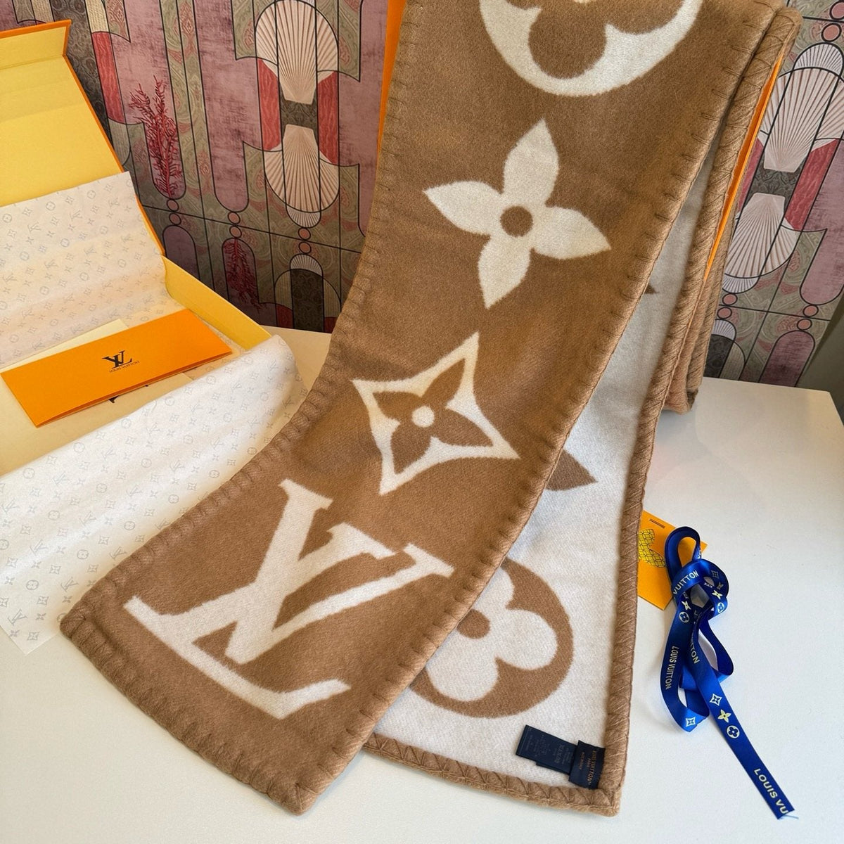 Louis Vuitton Oversized Monogram Fashion Scarf — detail