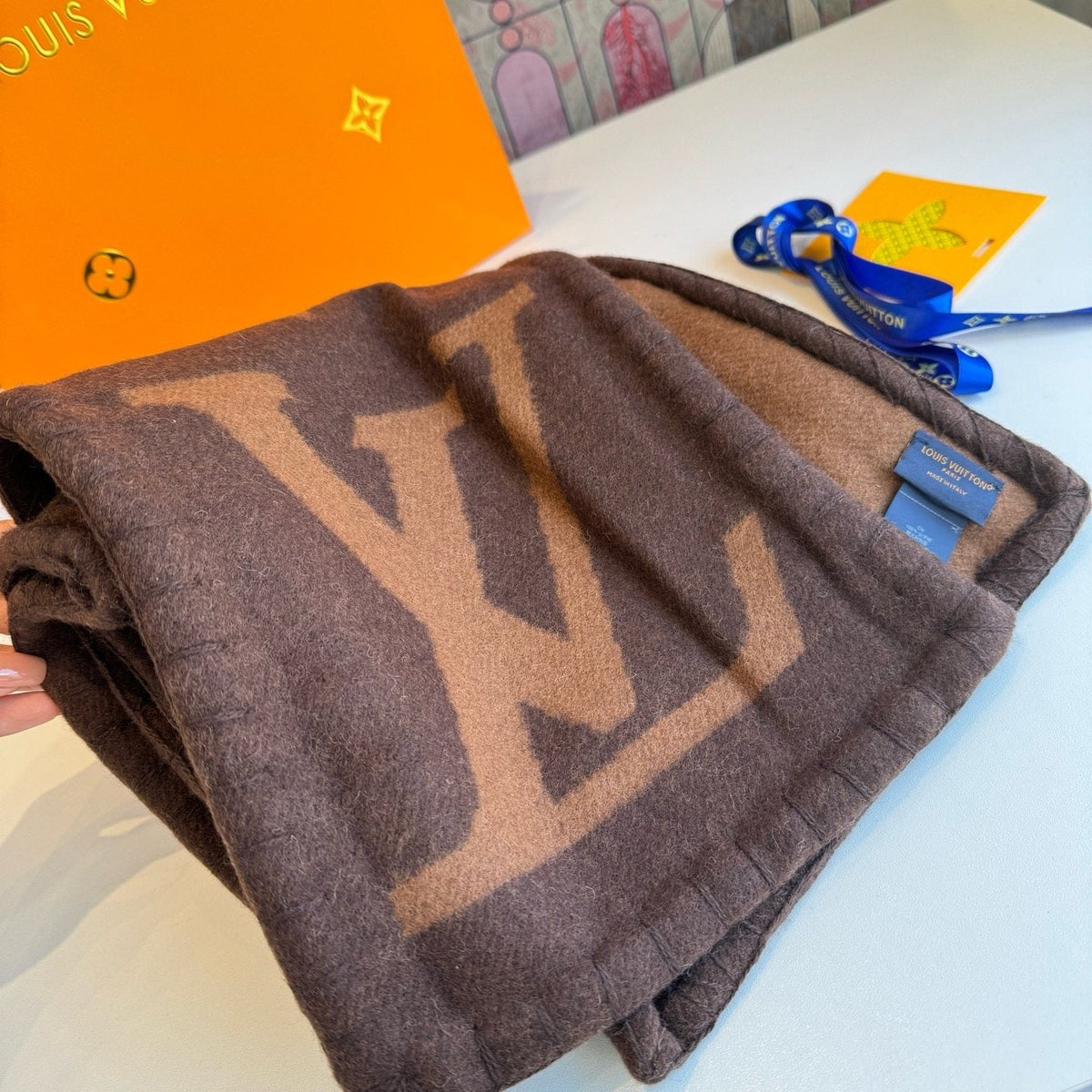 Louis Vuitton Oversized Monogram Fashion Scarf — detail