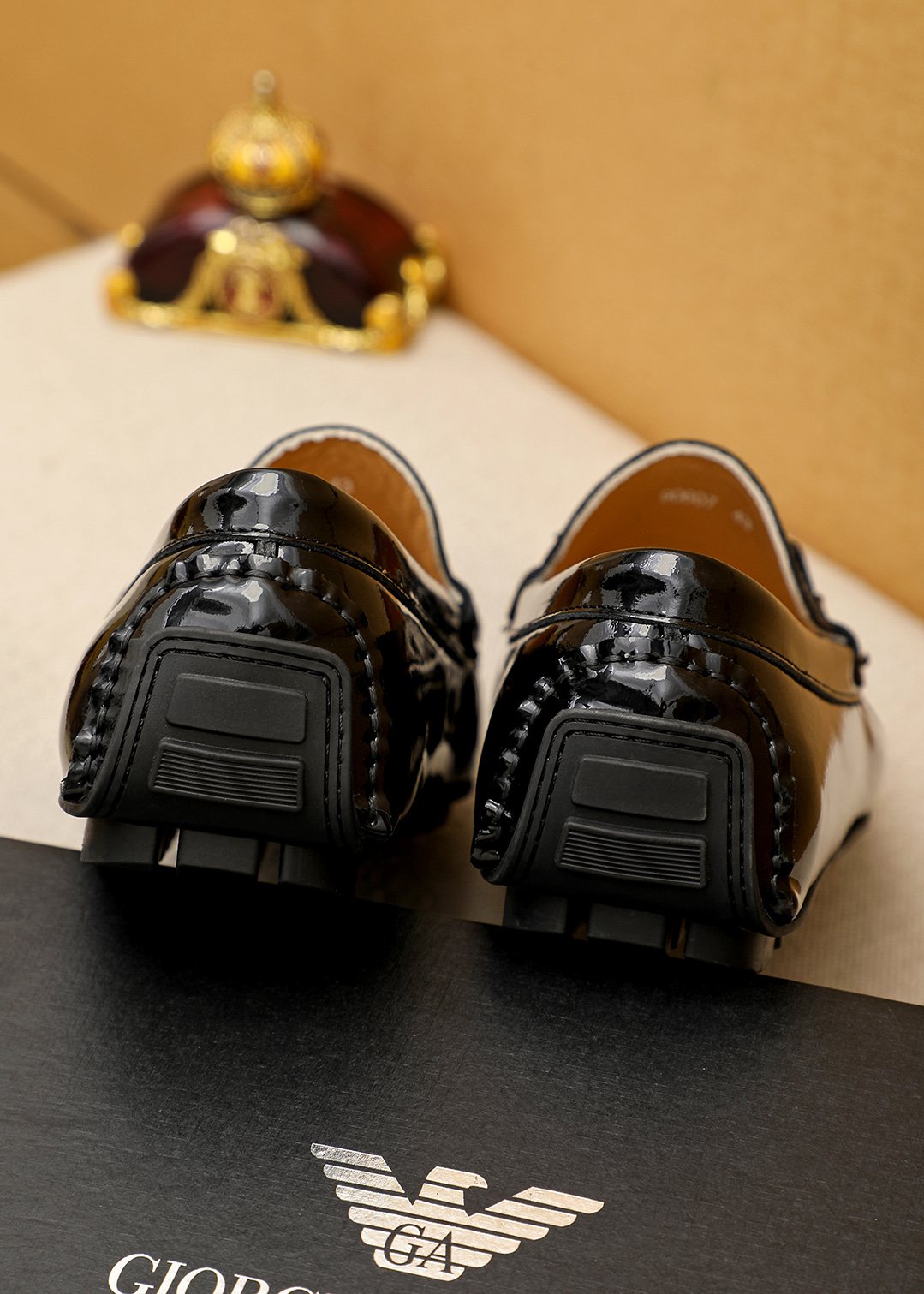 Black Leather Driving Loafers — detail