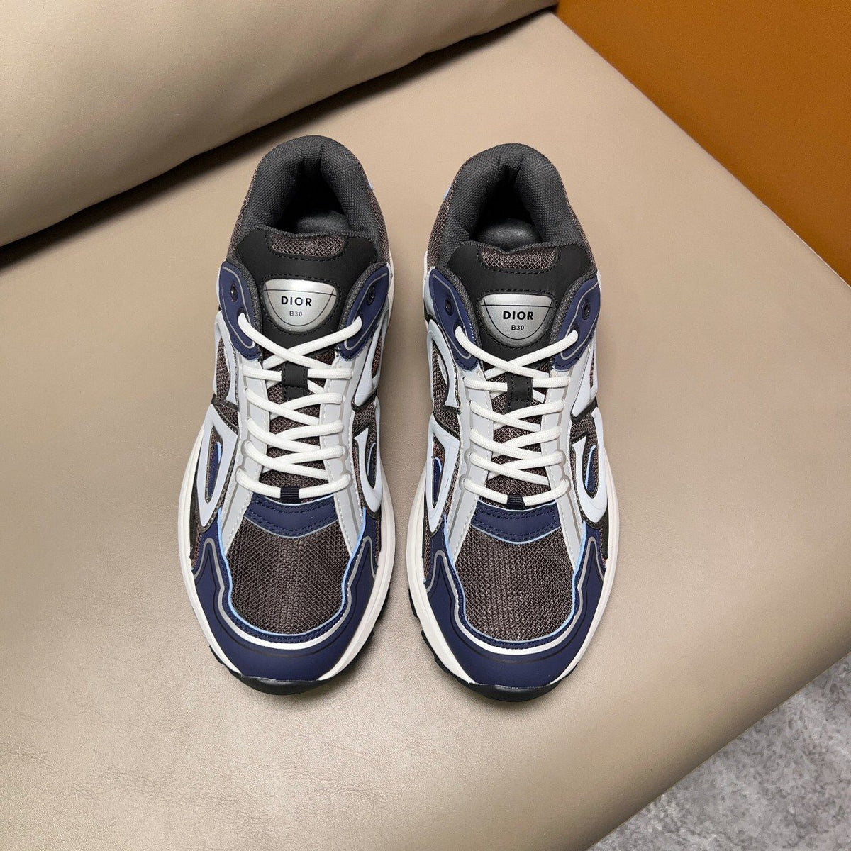 Dior Navy Blue and Charcoal Gray Sneakers — front