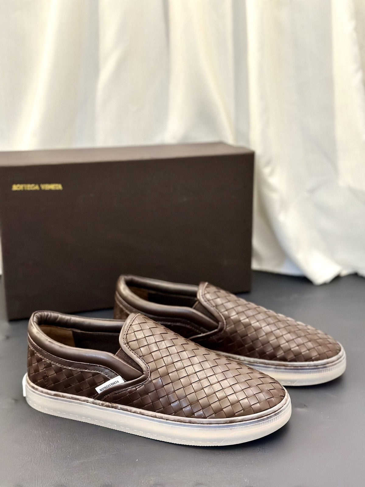 Bottega Veneta Woven Slip-On Sneakers — front