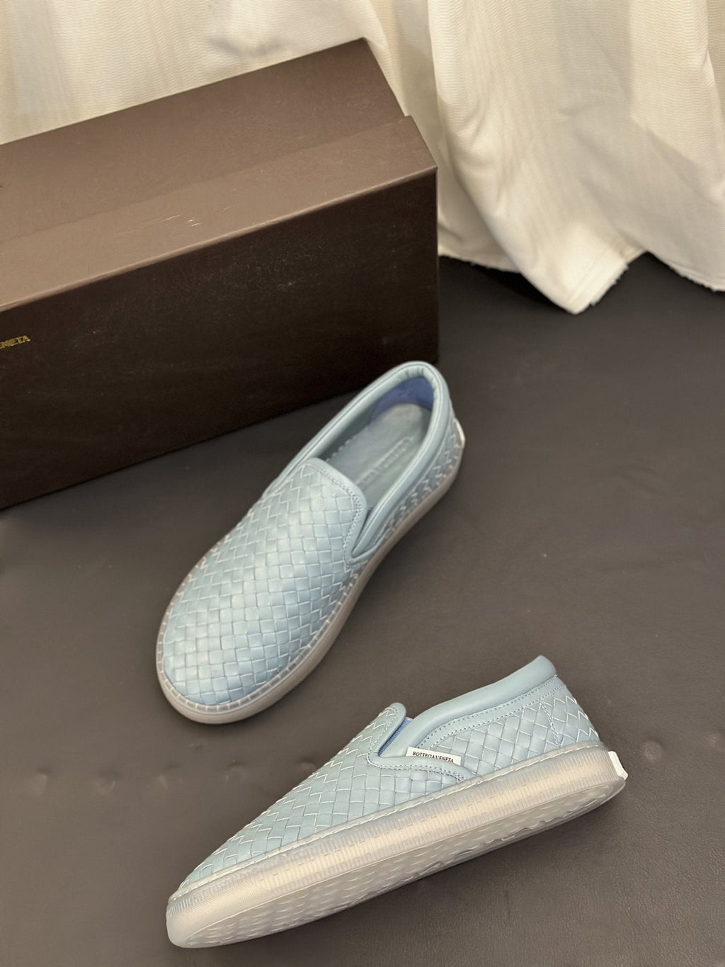 Bottega Veneta Woven Slip-On Sneakers — front