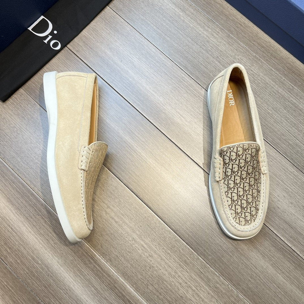 Dior Patterned Vamp Slip-On Shoes — side