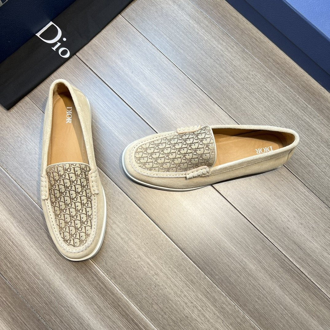 Dior Patterned Vamp Slip-On Shoes — front
