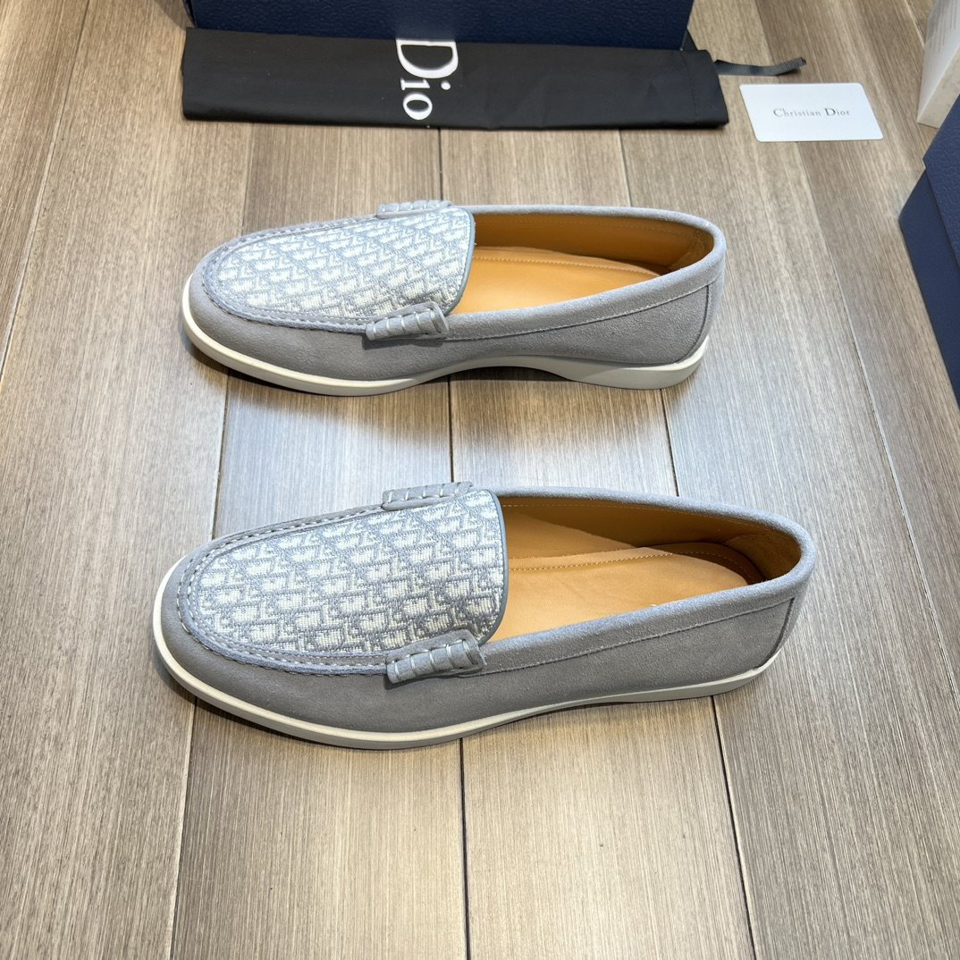 Dior Patterned Vamp Slip-On Shoes — front