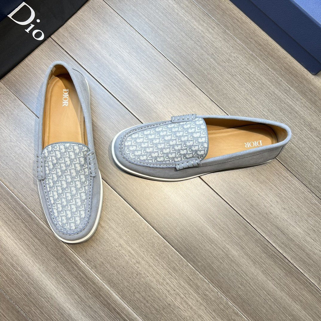 Dior Patterned Vamp Slip-On Shoes — front