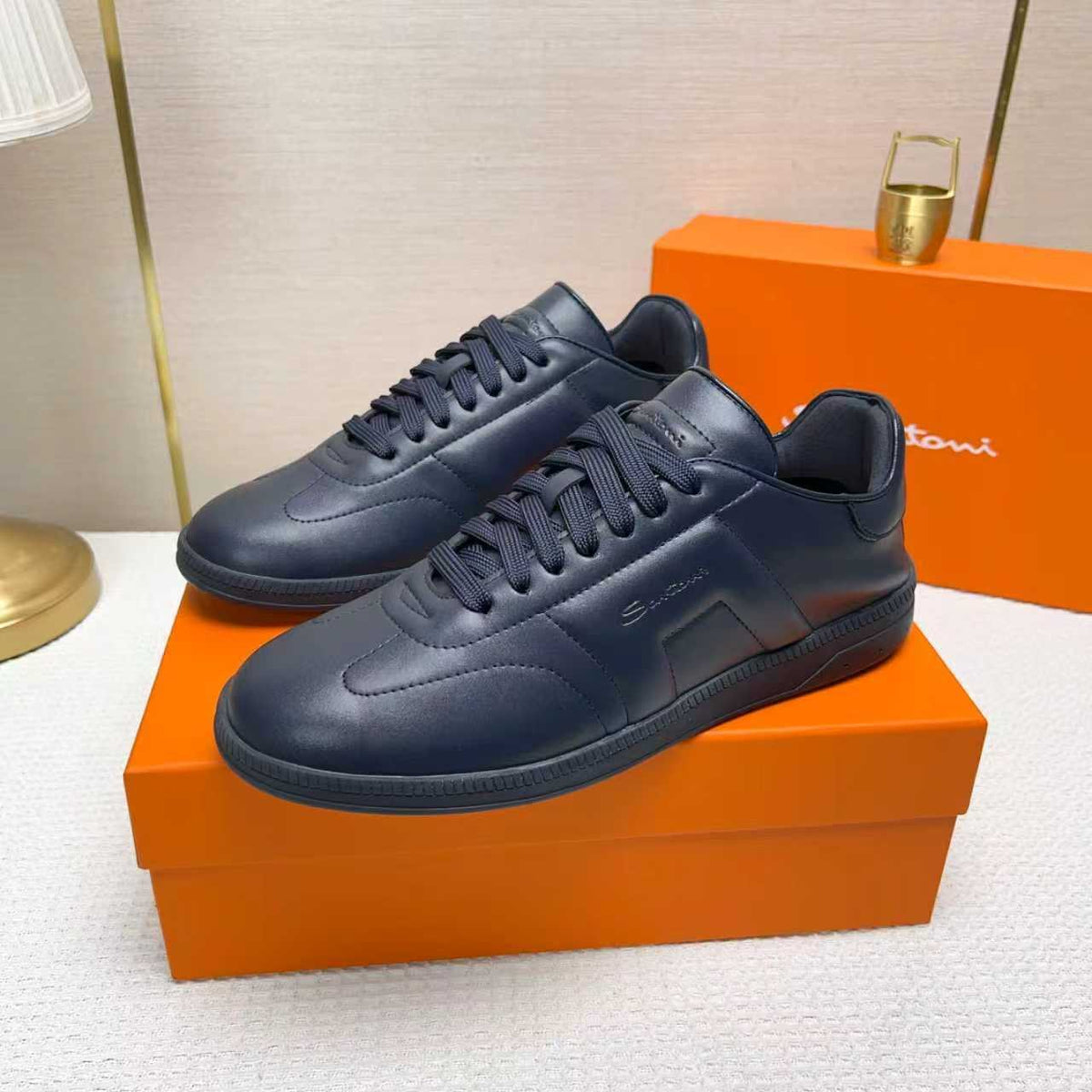 Santoni Embossed Low-Top Sneakers — front