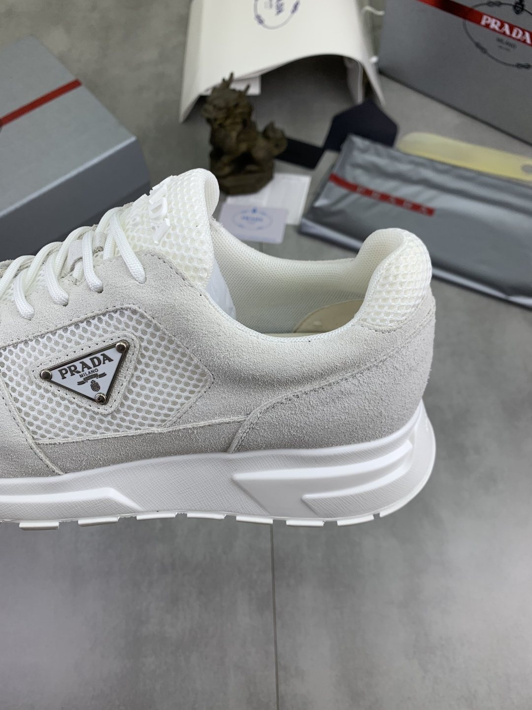 Prada Mesh Panel Low-Top Sneakers — detail