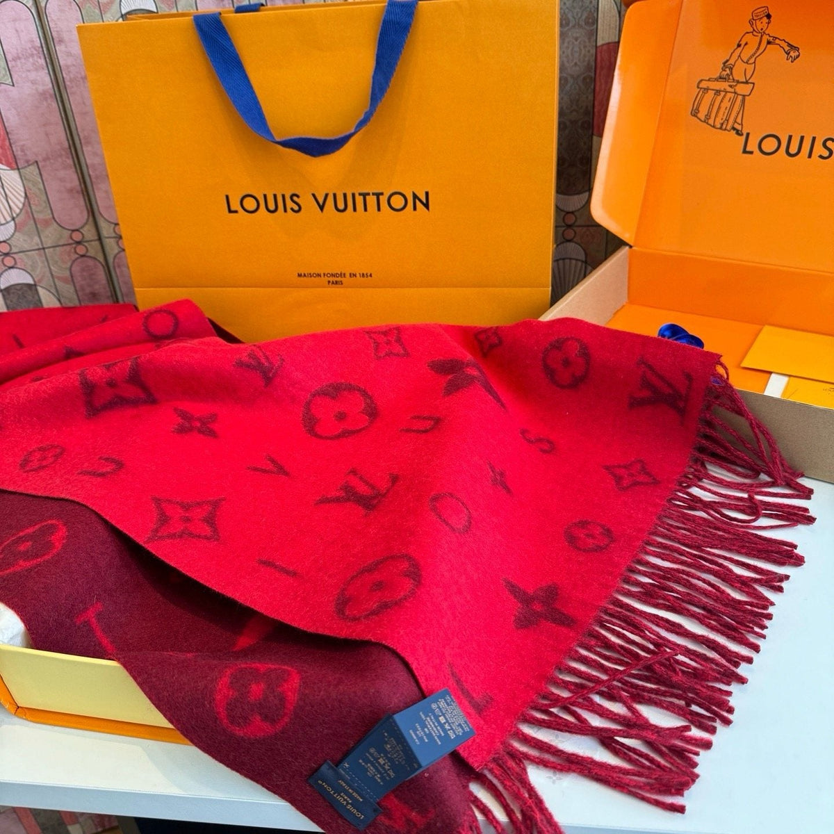Louis Vuitton Reversible Monogram Wool Scarf — front