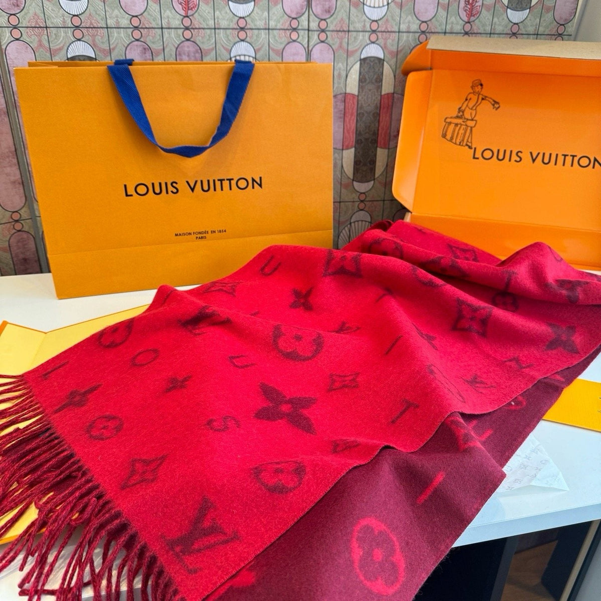Louis Vuitton Reversible Monogram Wool Scarf — front