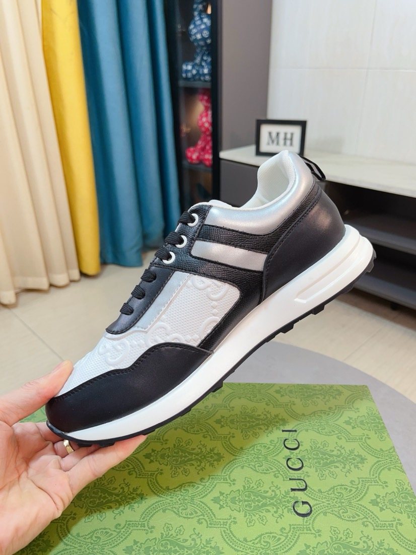 Gucci Men’s Textured Low-Top Sneakers — side