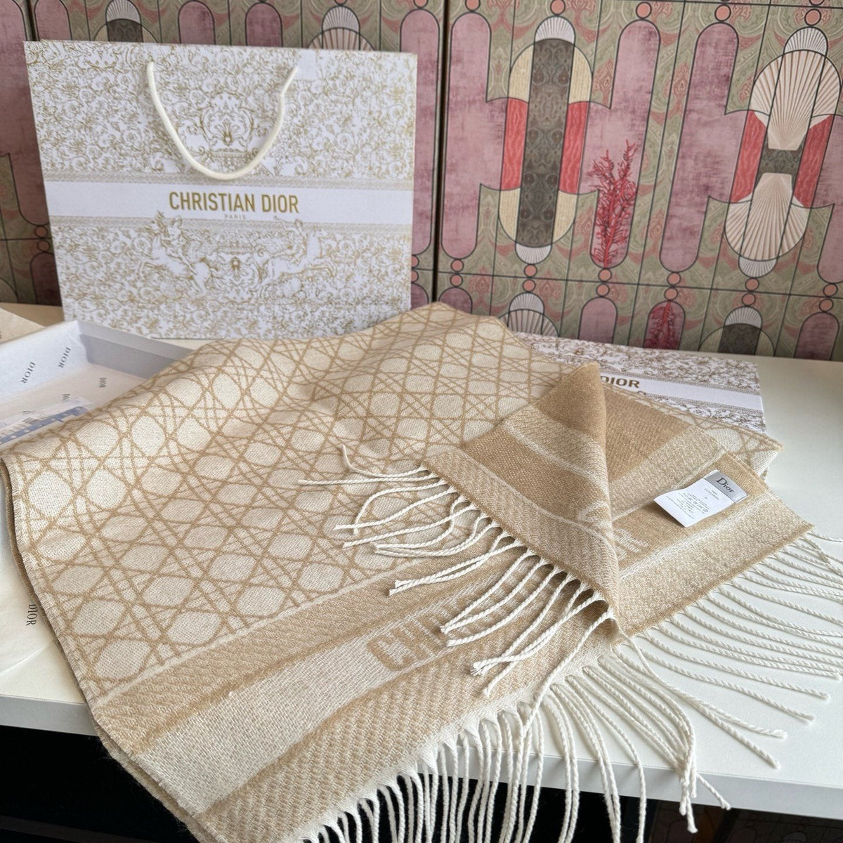 Dior Geometric Fringed Scarf — front