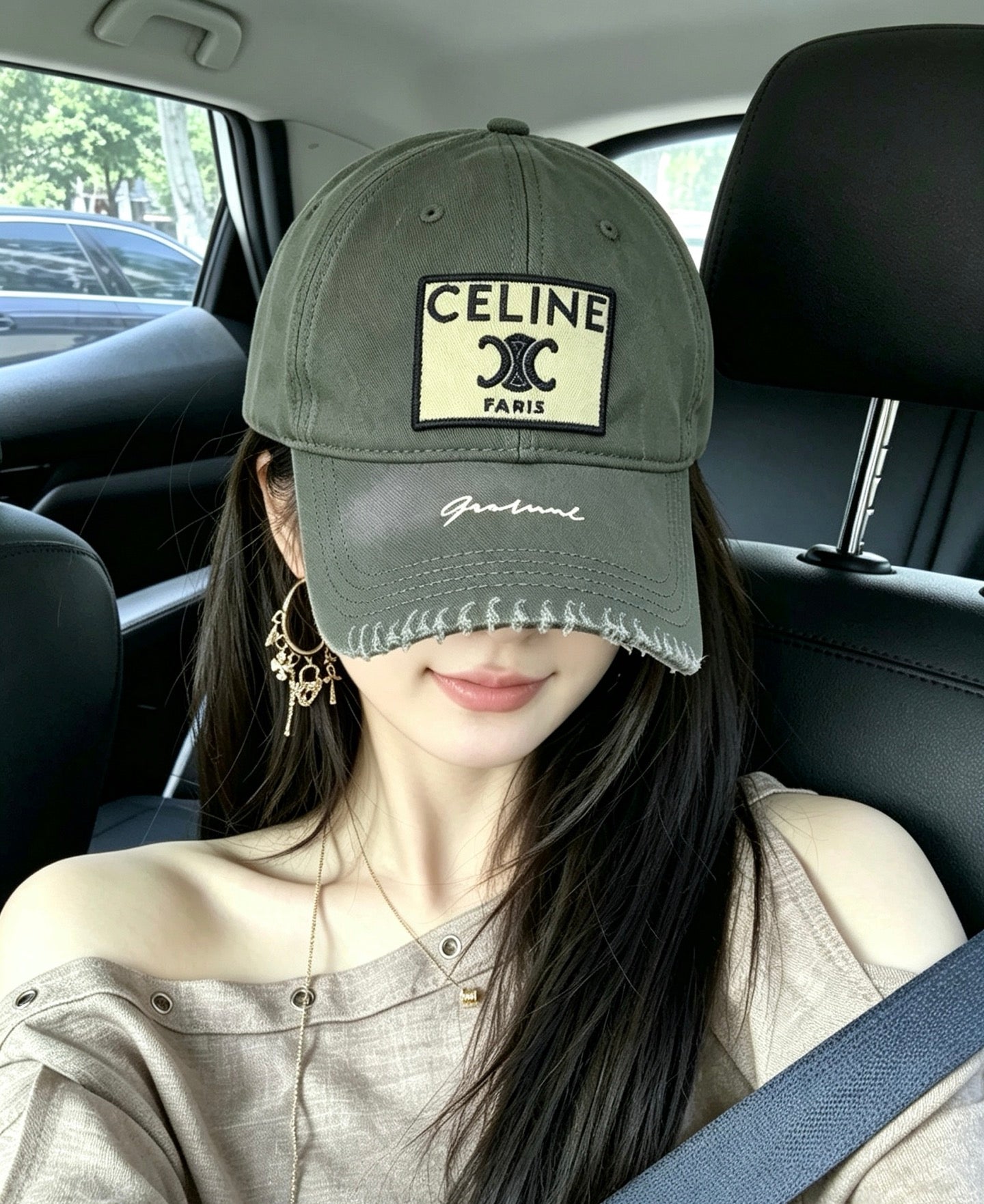 CELINE Triomphe Vintage Patch Baseball Cap